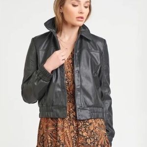 Black Tape Faux Leather bomber jacket small